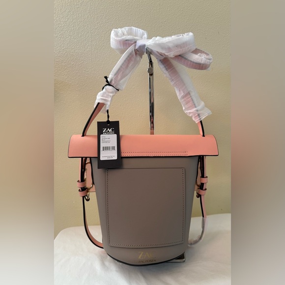Zac Posen Belay Leather Crossbody, Color is Dark Bellini Color Block, NWT - Picture 2 of 11